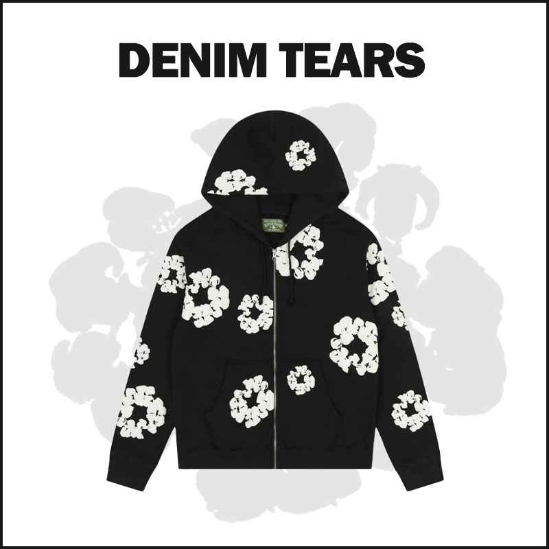 DENIM TEARS BLACK Zip Hoodie image 1