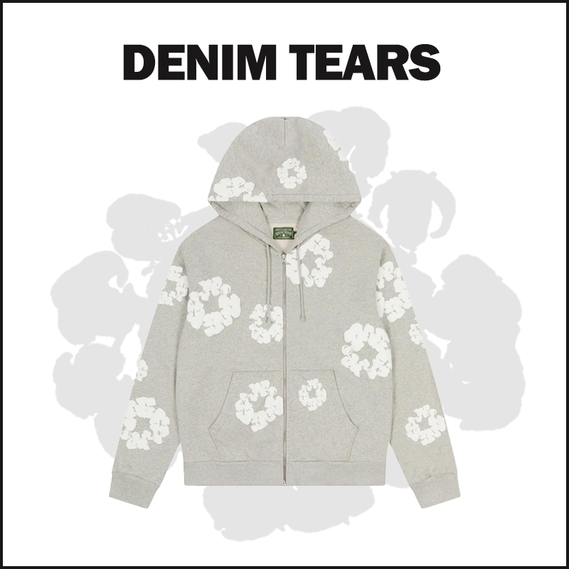 DENIM TEARS GRAY Zip Hoodie image 1
